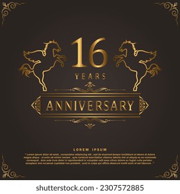 16 Years anniversary celebration 3d vector template design illustration