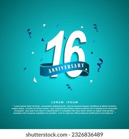 16 Years anniversary celebration 3d vector template design illustration