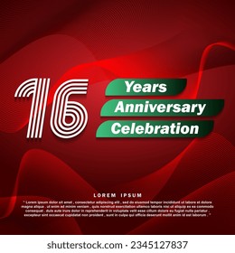 16 years anniversary celebration 3d vector template design illustration