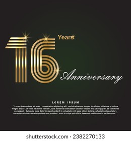 16 years anniversary celebration 3d vector template design illustration