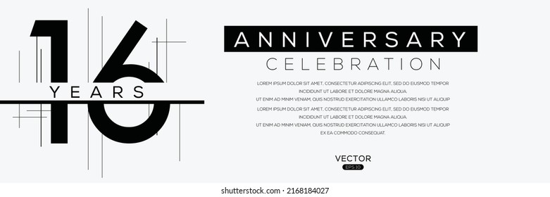 16 years anniversary celebration Design, Vector illustration.