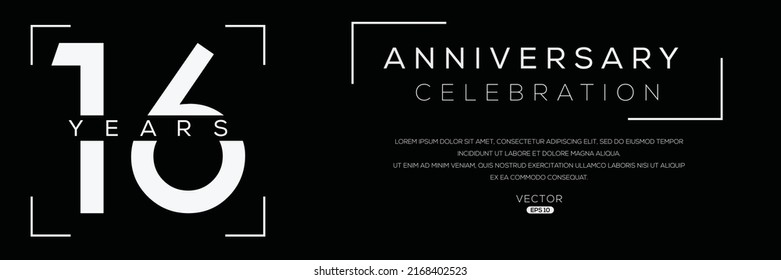 16 years anniversary celebration Design, Vector illustration.