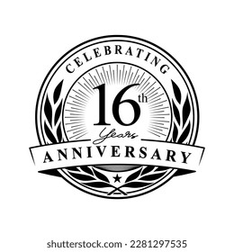 16 years anniversary celebration design template. 16th logo vector illustrations.