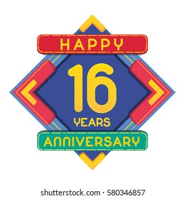 16 Years Anniversary Celebration Design.