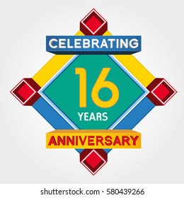 16 Years Anniversary Celebration Design.