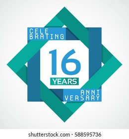 16 Years Anniversary Celebration Design.