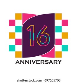 16 years anniversary celebration design on white background. 