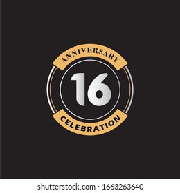16-jährige Jubiläumsfeier Logo Vektorillustration Template Design 