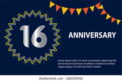 16 years anniversary celebration logo vector template design