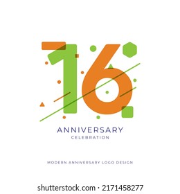 16 years anniversary celebration logo design template vector