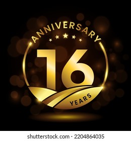 16 years anniversary, Anniversary celebration logo design. vector template illustration