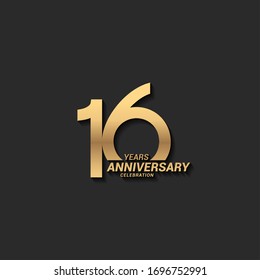 Logotipo de celebración de 16 años con elegante y moderno color dorado para celebración