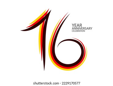 16 years anniversary celebration logotype colorful line vector, 16th birthday logo, 16 number design, Banner template, logo number elements for invitation card, poster, t-shirt. graphic design