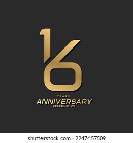 16 years anniversary celebration logotype with modern elegant number