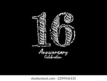 16 years anniversary celebration logotype white vector, 16th birthday logo, 16 number design, anniversary year banner, anniversary design elements for invitation card and poster. number design vector