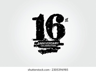 16 years anniversary celebration logotype black vector, 16th birthday logo, 16 number design, anniversary year banner, anniversary design elements for invitation card and poster. number design vector