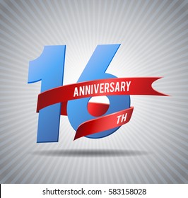 16 years anniversary celebration logotype with grey background