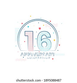 16 years Anniversary celebration, Modern 16 Anniversary design