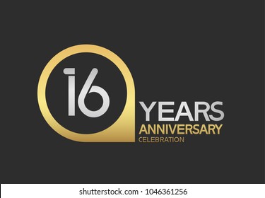 16 years anniversary celebration simple design with golden circle and silver color combination 