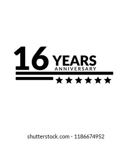 16 years anniversary celebration simple logo. 