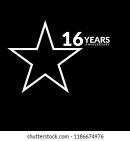 16 years anniversary celebration simple logo. 