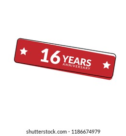 16 years anniversary celebration simple logo. 