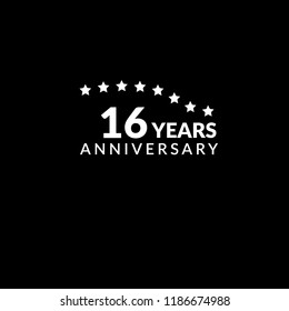 16 years anniversary celebration simple logo. 