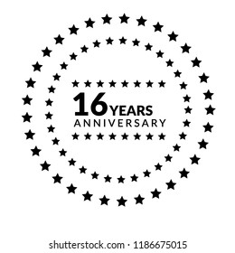 16 years anniversary celebration simple logo. 