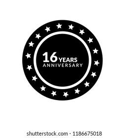 16 years anniversary celebration simple logo. 