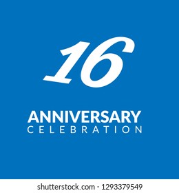 16 years anniversary celebration simple logo