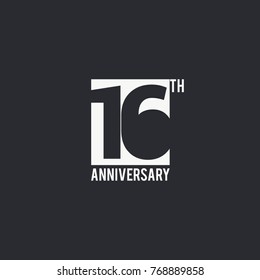 16 Years Anniversary celebration simple design. silhouette number inside white box vector illustration. logo type