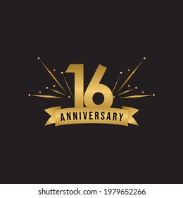 16 years anniversary celebration template for social media post, flyer, banner, poster, greeting cards, or print. Vector Eps10