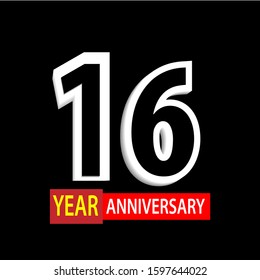 16 Years Anniversary Celebration Vector Template Design Illustration