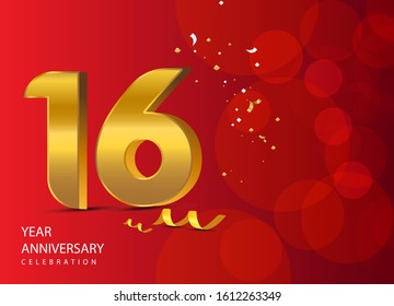 16 Years Anniversary Celebration Vector Template Design Illustration