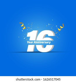 16 Years Anniversary Celebration Vector Template Design Illustration