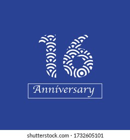 16 Years Anniversary Celebration Vector Template Design Illustration