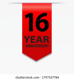 16 Years Anniversary Celebration Vector Template Design Illustration