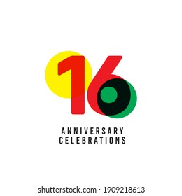 16 Years Anniversary Celebration Vector Template Design Illustration