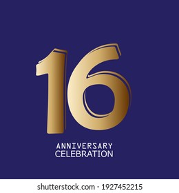 16 Years Anniversary Celebration Vector Template Design Illustration