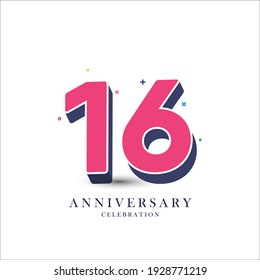 16 Years Anniversary Celebration Vector Template Design Illustration