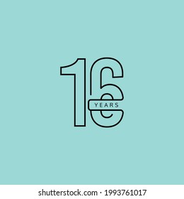 Ilustración de diseño de plantillas vectoriales de celebración de 16 años
