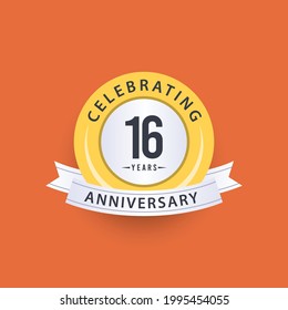 16 Years Anniversary Celebration Vector Template Design Illustration