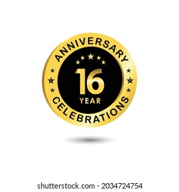16 Years Anniversary Celebration Vector Template Design Illustration