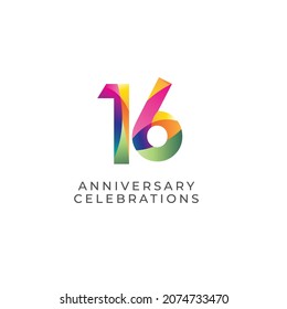 16 Years Anniversary Celebration Vector Template Design Illustration
