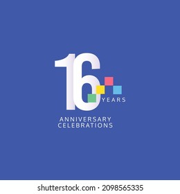 16 Years Anniversary Celebration Vector Template Design Illustration