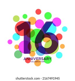 16 Years Anniversary Celebration Vector Template Design Illustration