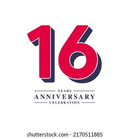 16 Years Anniversary Celebration Vector Template Design Illustration