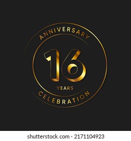 16 Years Anniversary Celebration, Vector Design Illustration Template