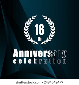 16 years anniversary celebration vector template design illustration