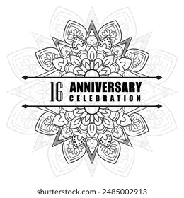 16 years anniversary celebration vector template design illusration